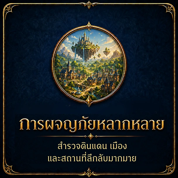 การผจญภัยหลากหลาย — สำรวจดินแดน เมือง และสถานที่ลึกลับมากมาย